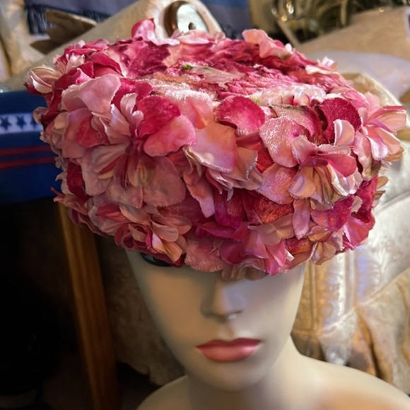 Deep Bomb Pink Flower Vintage Hat. main image 4